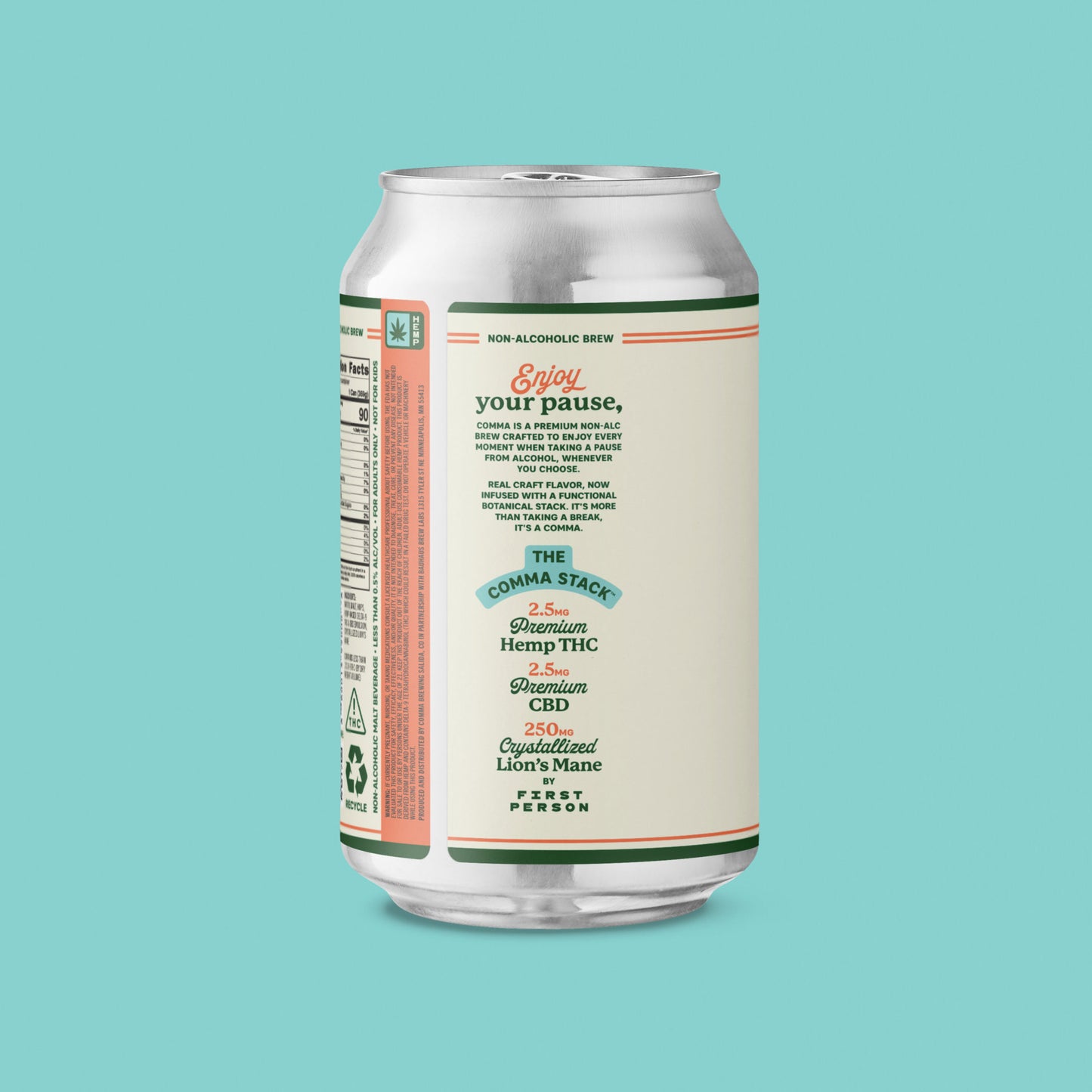 12oz can of Comma Summer Pale  with side lable showing